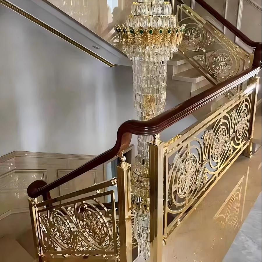 Decorative stainless steel golden handrail